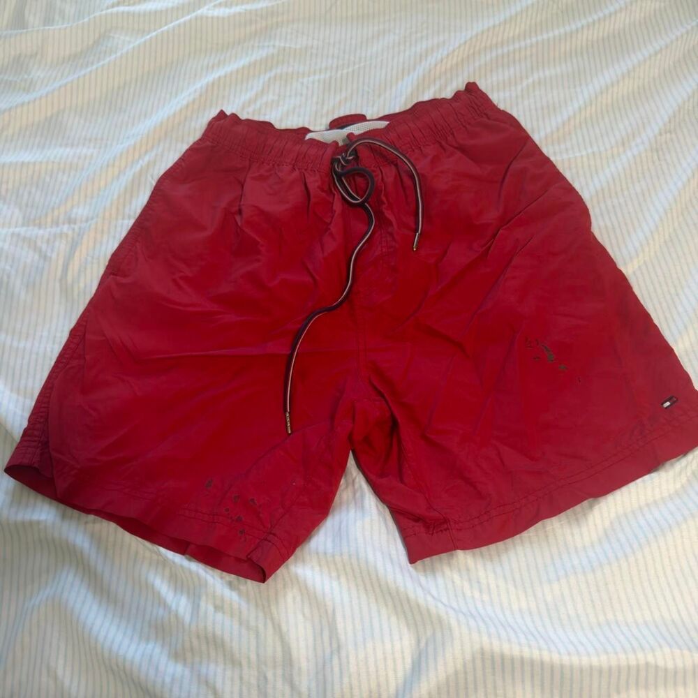 Tommy-hilfiger Men's Red and Burgundy Swim-briefs-shorts